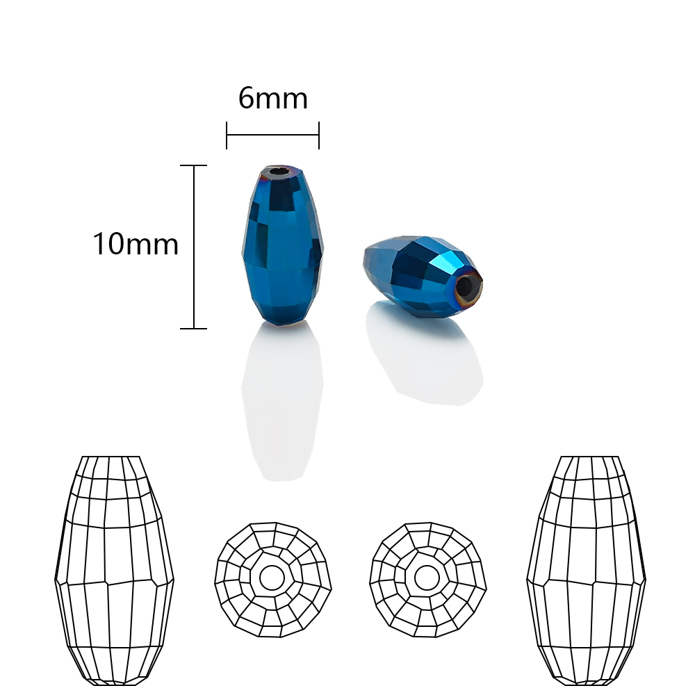 55pcs Jewelry Making Findings Needlework 6x10mm Czech Glass Rice Beads Handmade Crystal Oval Pendant DIY Womem's Accessories