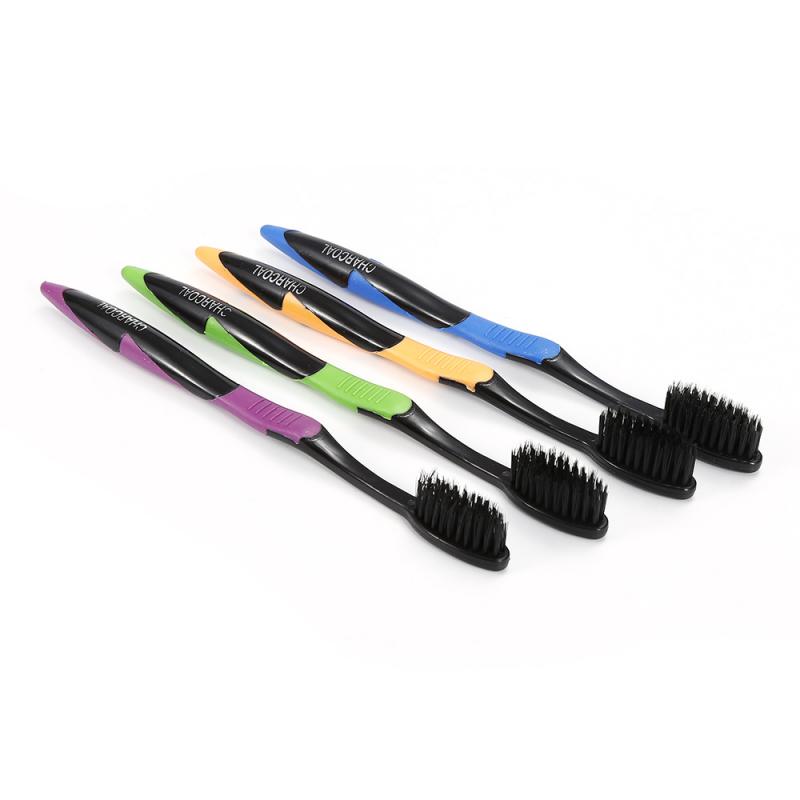 4 Bamboo Charcoal Household Ultra-fine Soft Toothbrushes Oral Tooth Care Toothbrush Blackhead Brush PP Rubber Handle