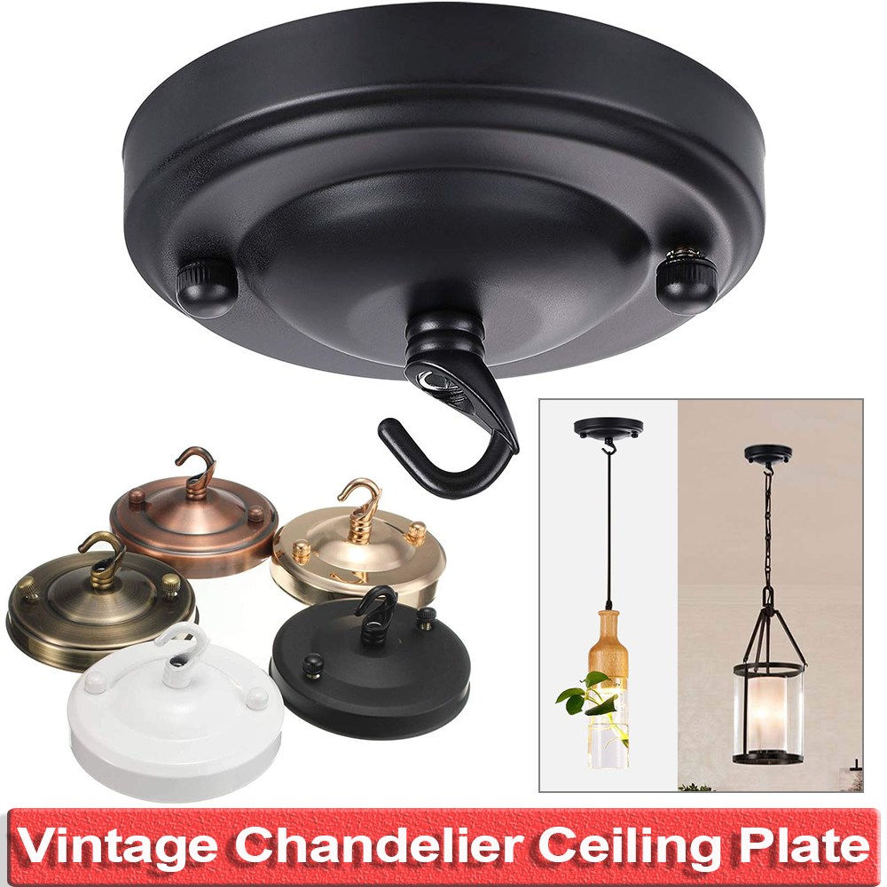 1/2/4pcs Vintage Iron Ceiling Rose Hook Plate Holder DIY Pendant Lamp Decoration Retro Ceiling Holder For Light Fitting D40