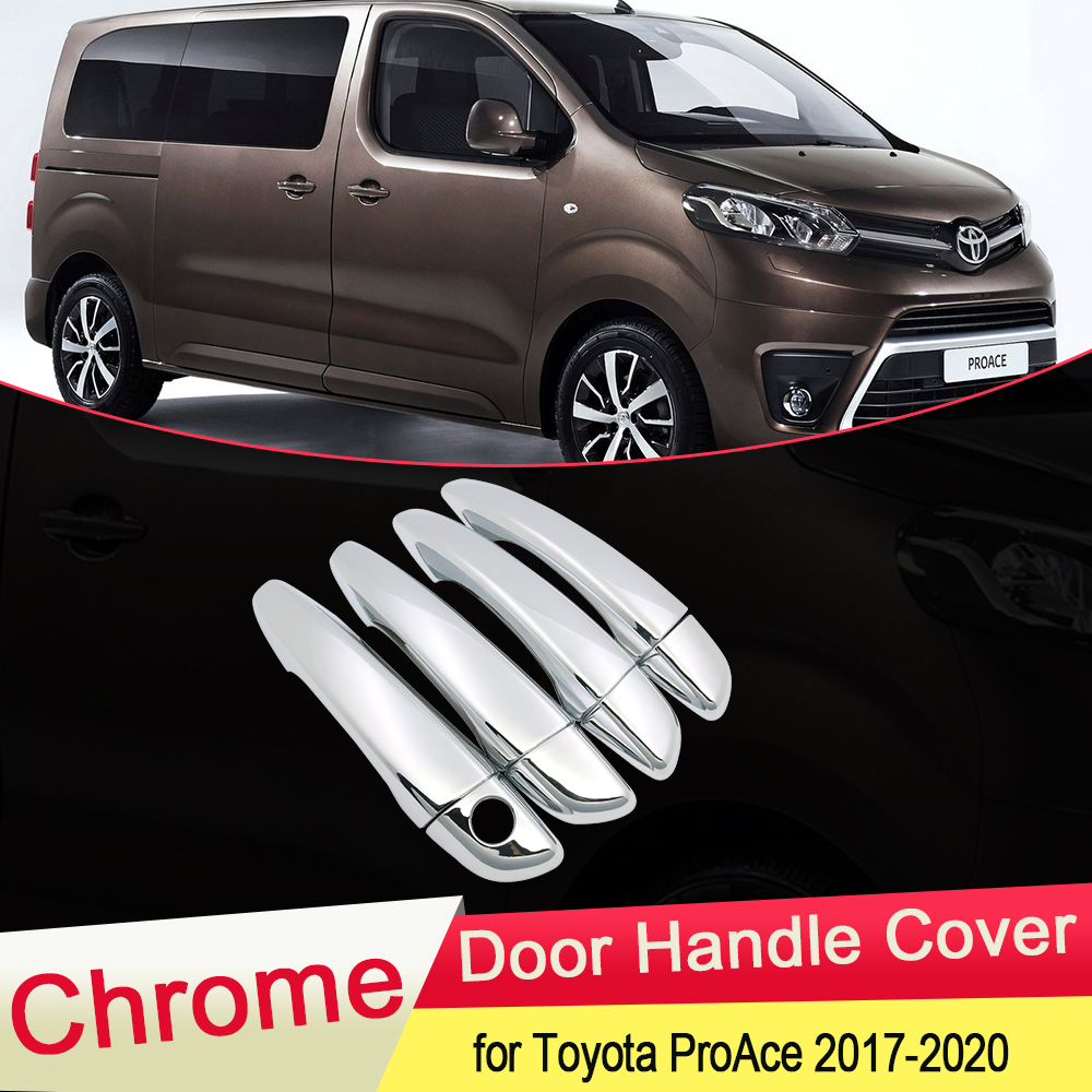 for Toyota ProAce 2017 2018 2019 Luxurious Chrome Door Handle Cover Exterior Trim Catch Car Cap Styling Stickers Accessories ABS