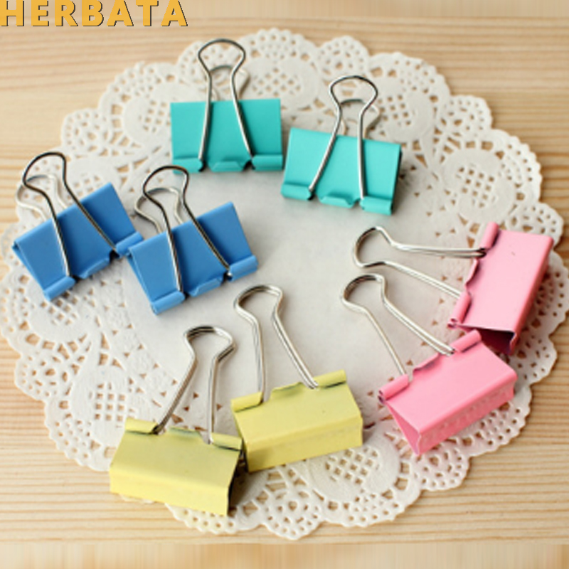 50PCS/lot 15mm Colorful Metal Binder Clips Paper Clip Office Stationery Binding Supplies Notes Letter File Bookmark Student