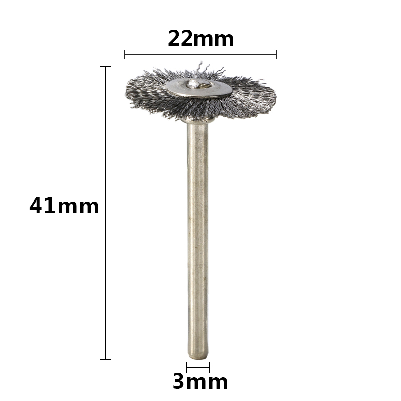 CMCP 20pcs 22mm Steel Wire Wheel Brush Set For Metal Polishing 3.0mm Shank Rotary Brush Dremel Rotary Tool Polishing Tool