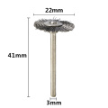 CMCP 20pcs 22mm Steel Wire Wheel Brush Set For Metal Polishing 3.0mm Shank Rotary Brush Dremel Rotary Tool Polishing Tool