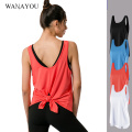 WANAYOU Women's Loose Sports Vest Running Yoga Tops Fitness Quick Dry Breathable Training Vest Back Split Sleeveless Yoga Shirt