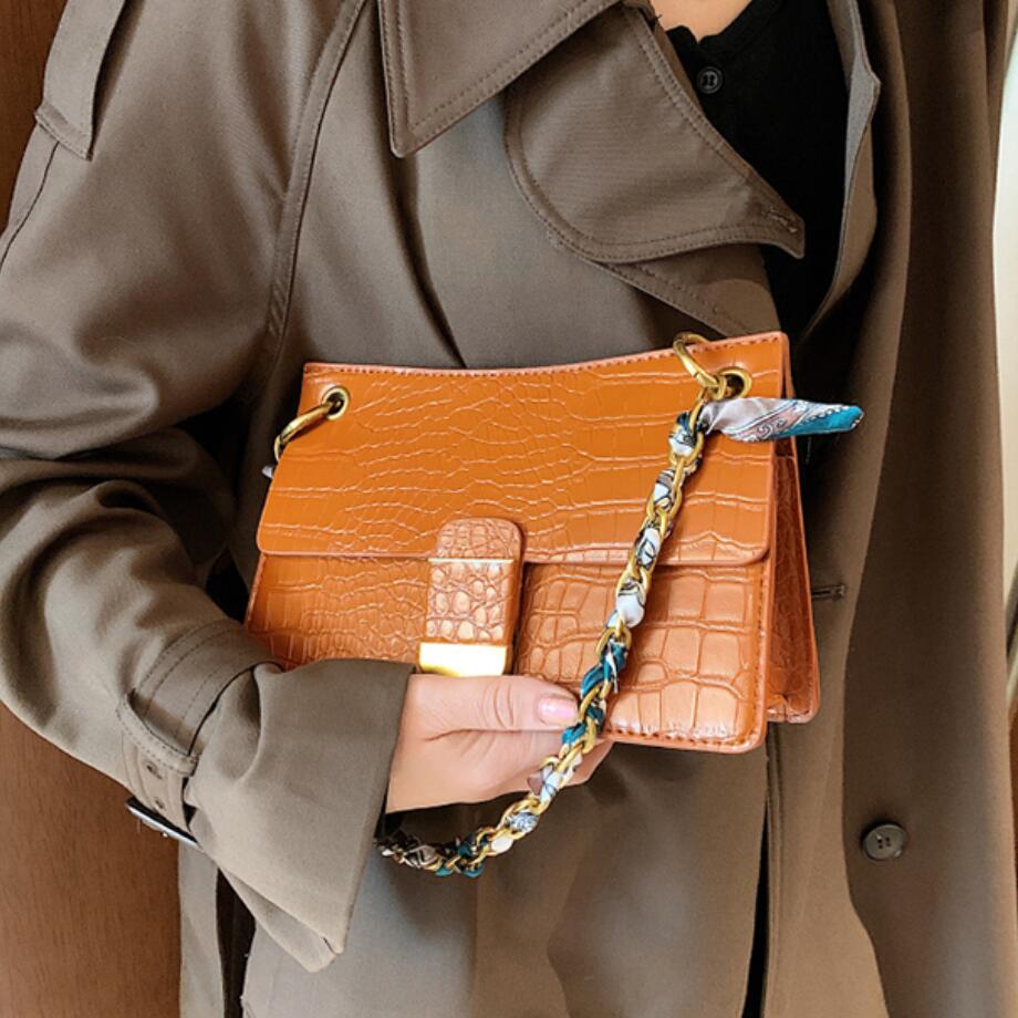 Crocodile pattern Square Armpit bag 2020 New High quality PU Leather Women's Designer Handbag Chain Shoulder Messenger Bag