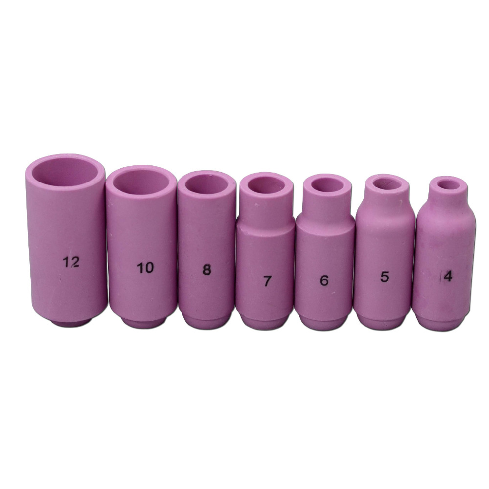 TIG Alumina Ceramic Nozzle Gas Lens Cup Comsumables KIT Fit TIG Welding Torch PTA DB SR WP 17 18 26 Series, 7PK