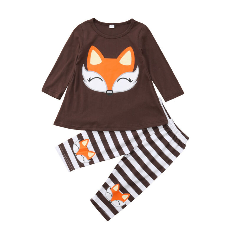 Emmababy Fox Baby Boy Girl Clothes set For Carton T-shirt Top Pants Trousers Outfit Newborn Infant Children Clothes Kid Clothing