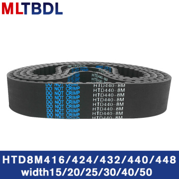 Rubber synchronous belt HTD8M 416 424 432 440 448 pitch=8mm arc tooth industrial transmission belt toothed belt width 20/30/40mm