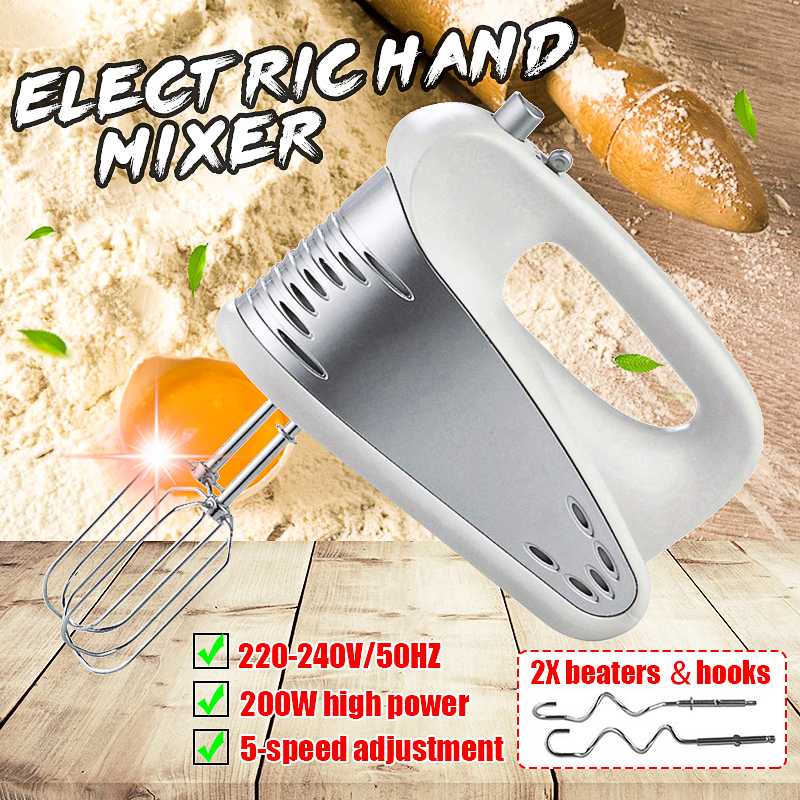 5-Speed 200W Control Hand Mixer Food Blender Multifunctional Food Processor Kitchen Egg Beater Cream Mixer Cooking Tools EU Plug