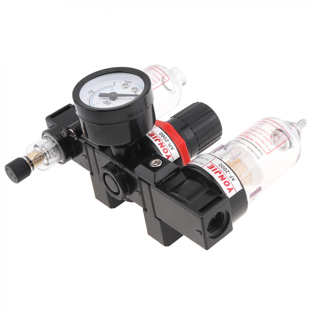 Pneumatic Parts Air Compressor 0-1.0mpa Adjustable Three Union Oil Water Separator Regulator PT1/4 mm Caliber with Gauge