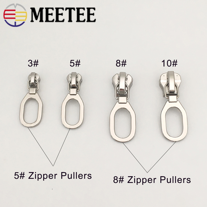 10pcs Eco-Friendly 5# 8# Metal Zipper Pullers for Jackets Shoes Zipper Sliders Zipper Pulls Tab Instant Repair Kit DIY Crafts