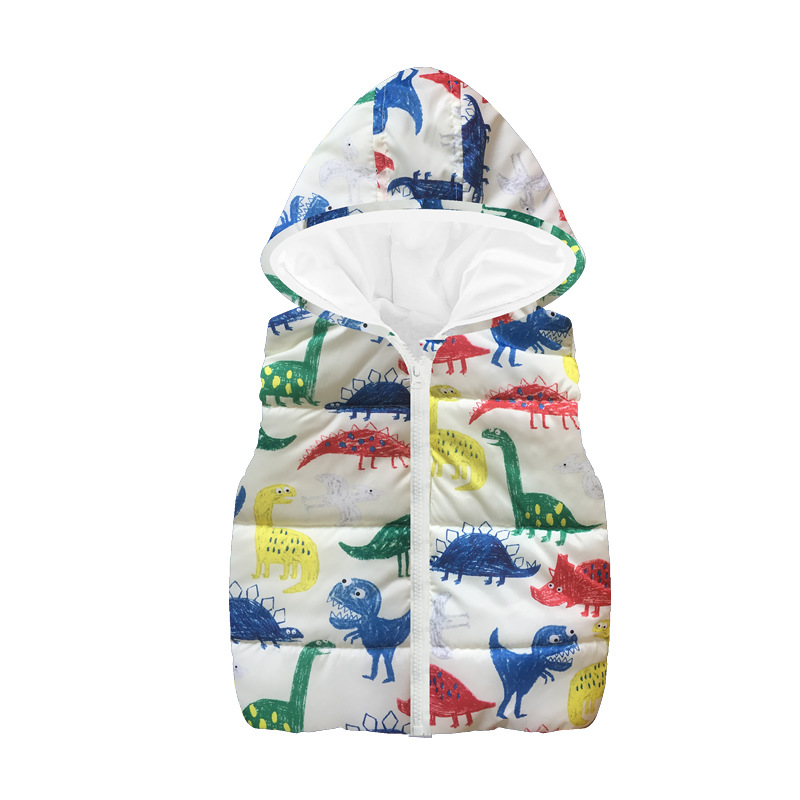 Rainbow Star Baby Boys Vest Children Waistcoat Clothes Dino Kids Sleeveless Jacket Coat Boy Tops Hooded Overcoat Fleece Outfits