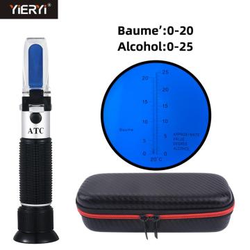 Yieryi Portable 2 In 1 Hand Held Grape & Alcohol Wine Refractometer ( 0-25% Alcohol, 0-22Baume) Wine Alcohol Concentration Meter