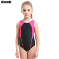 Riseado Sport One Piece Swimsuit Girl Patchwork Swimwear Children Competitive Bathing Suit Racer Back Beachwear 2020 Summer