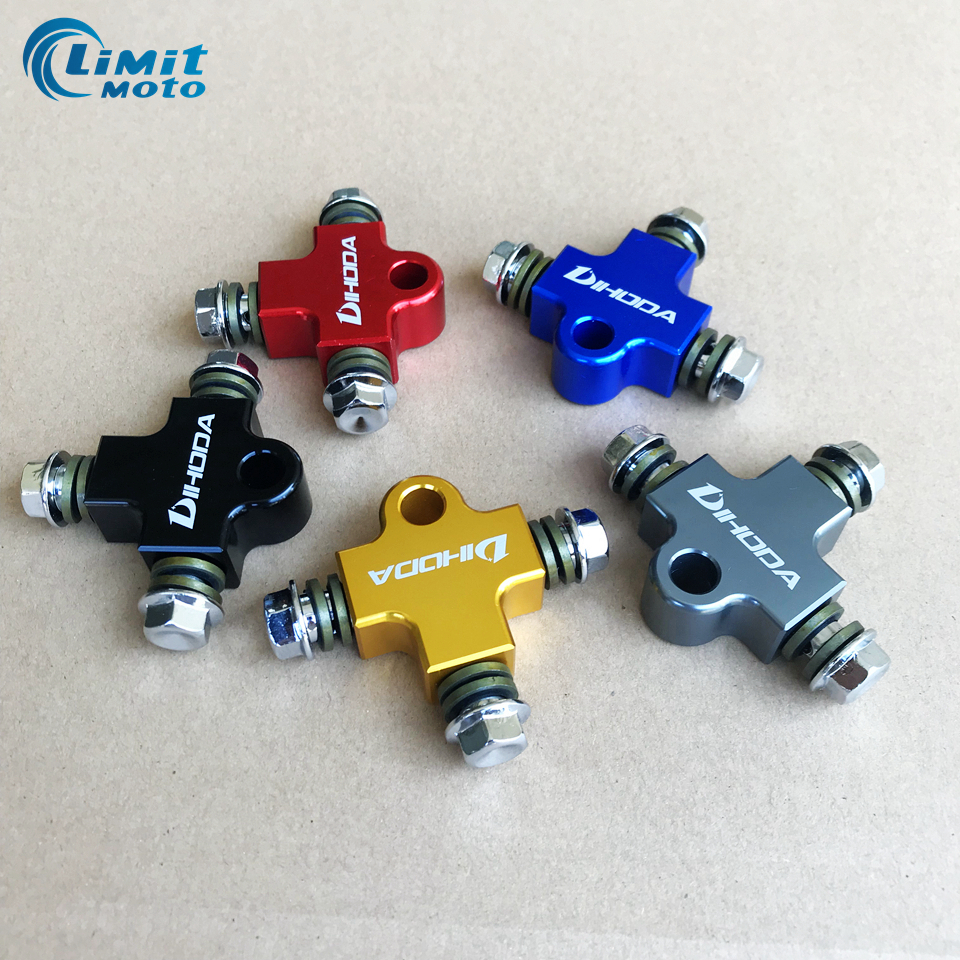 Motorcycle Hydraulic Brake oil Hose CNC Three-way Pipe Connector / Tee Coupling Fitting For modification tubing bracket Adapter