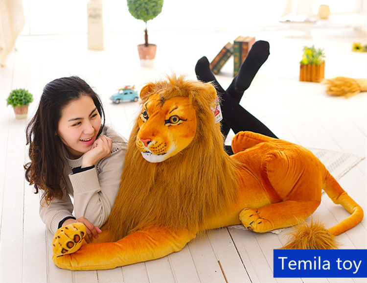 [Funny] Large 85cm Lion Adult Stuffed Plush doll toy simulation animal prone lion model kids child best gift