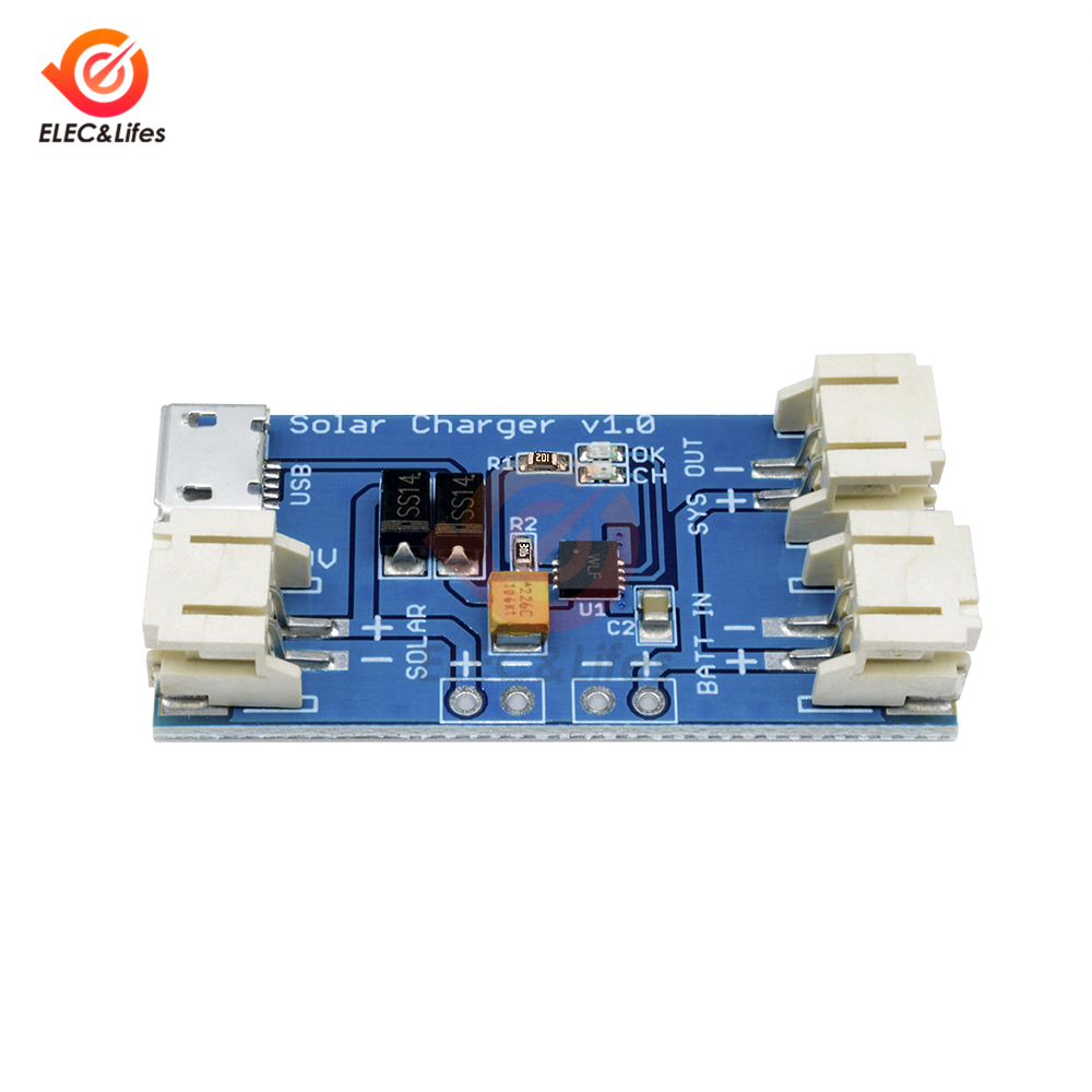 CN3065 Mini Solar Lithium Battery Charger Board Continuous Charge Current to 500mA Li-Po battery solar panel 2 pin JST connector