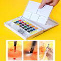 Portable 12/18/24/36Colors Solid Pigment Watercolor Paints Set With Water Color Brush Pen For Painting Professional Art Supplies