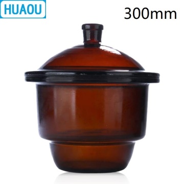 HUAOU 300mm Desiccator with Porcelain Plate Amber Brown Glass Laboratory Drying Equipment
