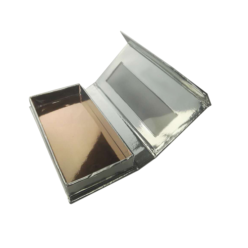 Custom Silver Glossy Paper Lash Box with Window