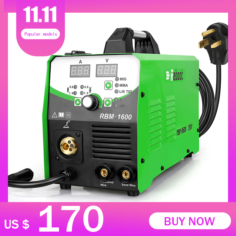 REBOOT MIG Welder MIG160 AC220V 1KG/5KG Gas/Gasless MIG/Stick/Lift TIG Welder 4 in 1 Flux Core MIG Inverter Welding Machine