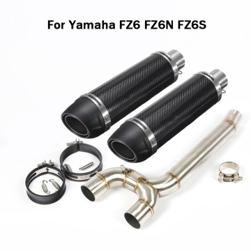For Yamaha FZ6 FZ6N FZ6S Exhaust Pipe Muffler Removable DB Killer Silencer Slip On Dual-outlet Mid Pipe Connection Link Tube