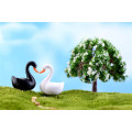 2pc/lot Black White Swan Figurine Decoration Mini Fairy Garden Animals Statue Miniature Home Desk Ornaments Resin Craft