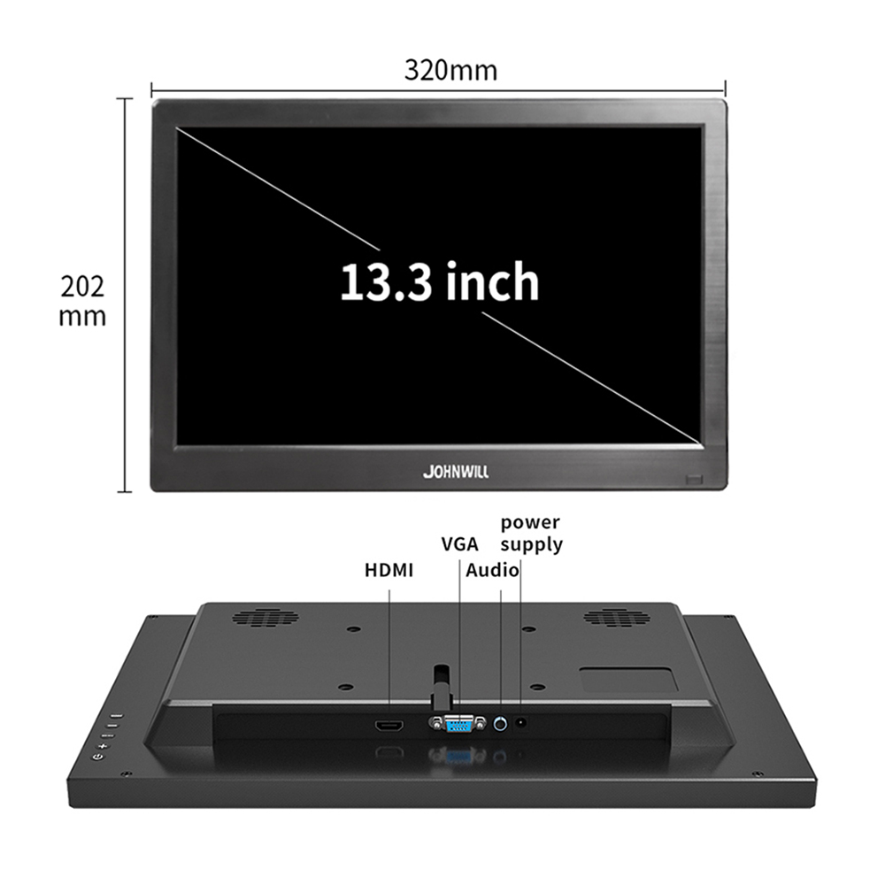 13.3 inch Portable Monitor 1366x768 Gaming PC Monitor HDMI LCD Monitor Portable for PS4 Raspberry Pi Xbox CCTV Portable Monitor