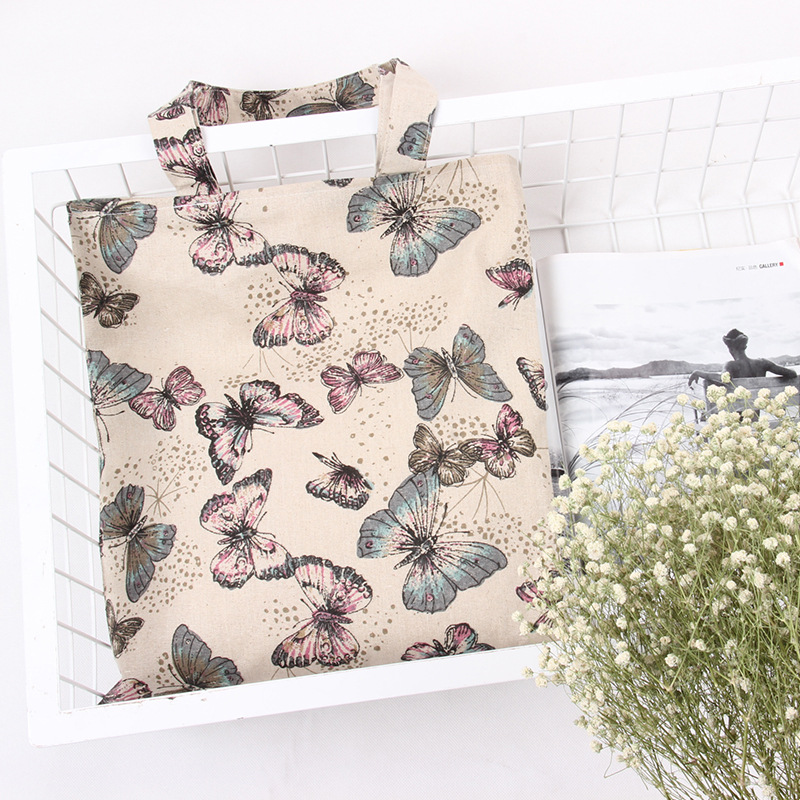 YILE Cotton Linen Eco Reusable Shopping Shoulder Bag Tote Butterfly L230 NEW