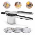 New Stainless Steel Potato Ricer Rammer Set with 3 Discs Fruit Vegetable Masher Juicer Squeezer Food Press Machine Kitchen Tools