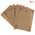 8 Sheets Letter Paper Vintage Flower Design Letterhead Letter Kraft Brown Writing Paper Letter Pad Drawing Sketch Pad Stationery