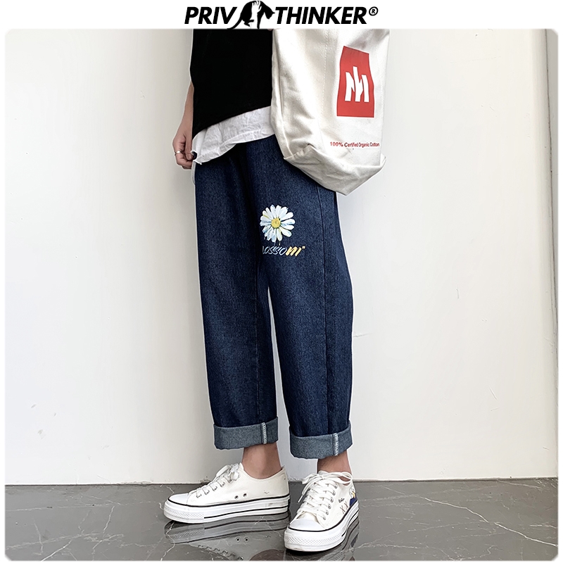 Privathinker Print Vintage Harem Pants Men's Jeans 2020 Spring Fashion Jeans Pants Man Casual Denim Harem Pants Bottoms Clothes