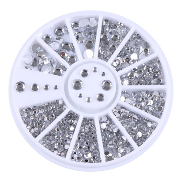 1 Box Mixed Color Nail Art Rhinestone Shiny Crystal Diamond Nail Glitter Beads 3D Nail Art Decorations Nail Accessories In Wheel