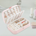 2020 New Double Leather Jewelry Storage Box Korean Earring Ring Flannel Jewelry Box Makeup Organizer Box