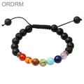 Adjustable lava stone 7 chakra bracelet