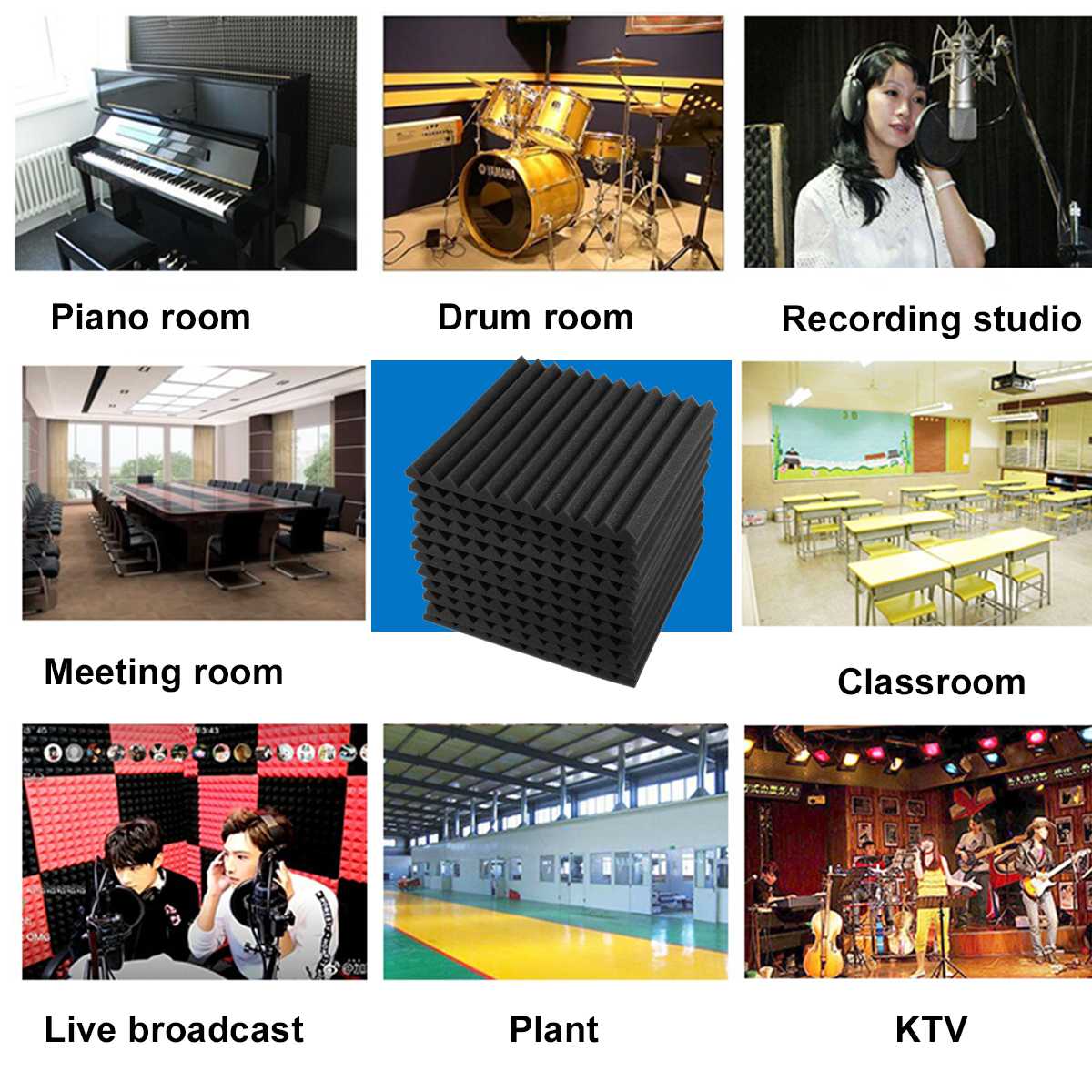 12pcs/set 30x30x2.5cm Soundproof Foam Egg Profile Sound Absorbent Foam Acoustic Panel Noise Absorption File for KTV Audio Room