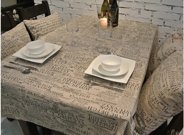 9 Sizes Newspaper Pattern Decorative Table Cloth Cotton Linen Rectangle Tablecloth Dining Table Cover For Kitchen Home Decor