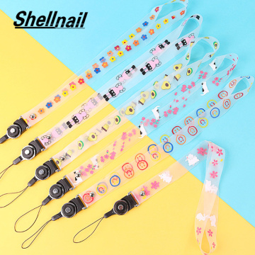 Shellnail Mobile Phone Lanyard Detachable Widening Transparent Belt for iPhone iProd Samsung Key USB 2-in-1 Hanging Neck Straps