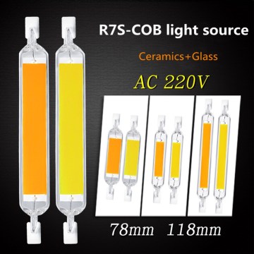 R7S LED 78mm 6W 12W R7S Spotlight 118mm 18W 24W 220V Dimmable COB Lamp Bulb Glass Tube Replace 30W 50W 100W Halogen Lamp Light