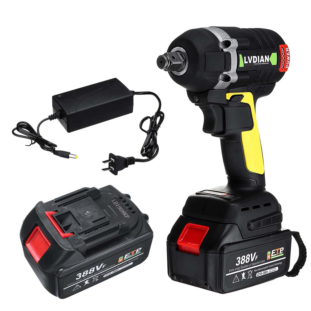 630N.m 388VF Brushless Electric Impact Wrench With 19800mAh Li Battery Impact Hand Drill Installation LED Light Power Tools