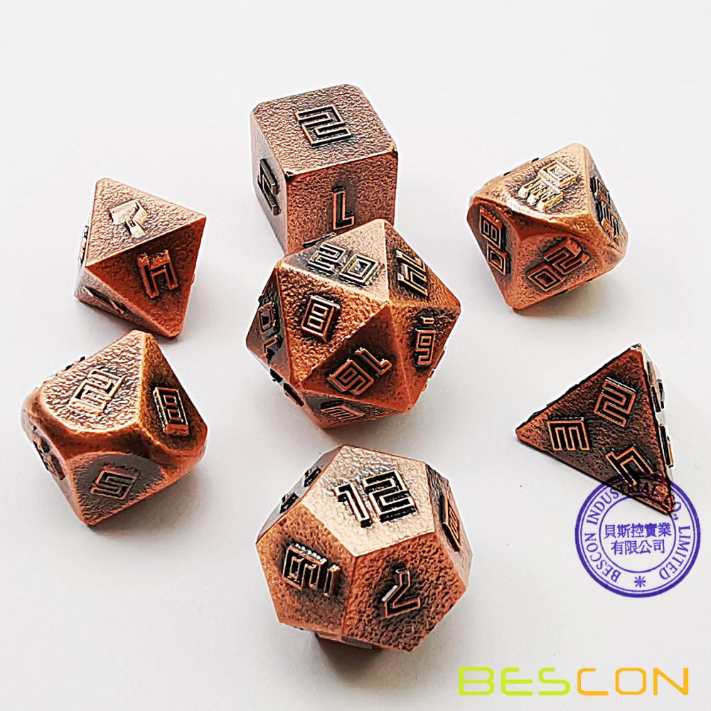 Bescon Copper-Ore Lode Solid Metal Dice Set, Raw Metal Polyhedral D&D RPG 7-Dice Set