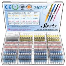 250PCS Solder Seal Wire Connectors Heat Shrink Solder Butt Connectors Terminals Connector Kit Automotive Marine Insulated Pack