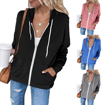 Womens Hoodie Sweatshirts Autumn Winter Warm Casual Full Zip Long Sleeve Lightweight Sweatshirts Pockets Jacket Coat Fashion #40