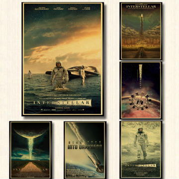 Classic Movie Interstellar Poster Matthew McConaughey Retro Posters and Prints Kraft Paper Home Room Decor Film Wall sticker