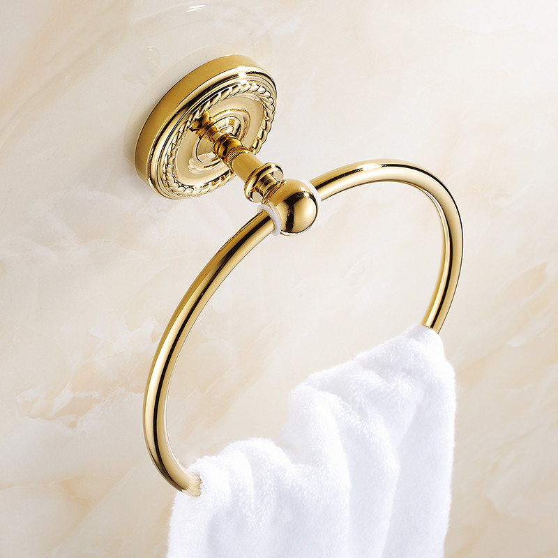 Towel Rings Antique Brass Wall Mounted Rack Towel Holder Bath Shelf Towel Hangers Storage Bathroom Accessories Towel Bar HJ-1307