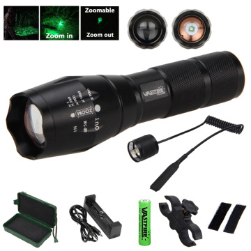 5000 Lumens Tactical Q5 LED hunting Light Adjustable Focus Flashlight Green Torch optional Gun Mount 18650 Battery Remote Switch