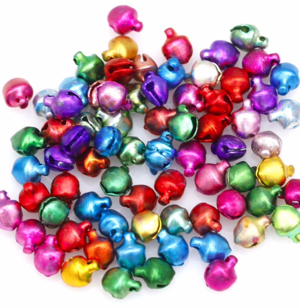 100 500 1000Pcs Mixed Colorful Iron Metal Loose Beads Christmas Jingle Bells Pendants Charms For Jewelry Making Diy Decoration