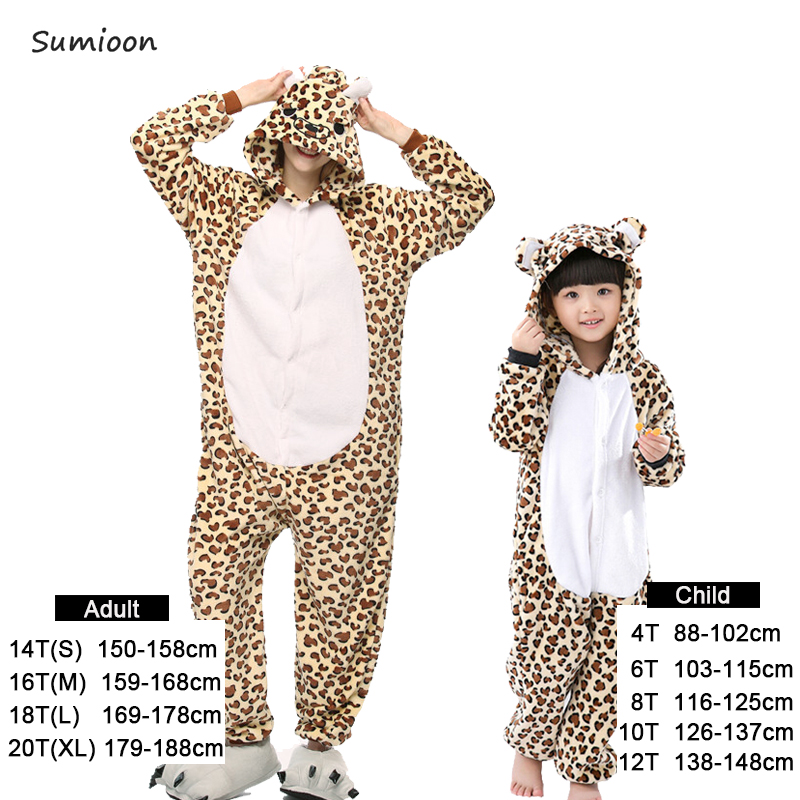 Baby Girl Clothes Boys Unicorn Pajamas Winter Women Flannel Kigurumi Animal Hooded Leopard Onesie Sleepwear Kids Pyjamas