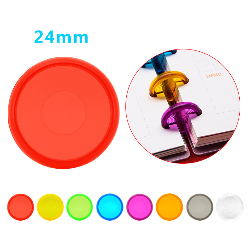 24PCS Binding Disc Buckle 18/24/28MM Candy Color Mushroom Hole Binding Disc Plastic DIY 360 Degree DIY Office Supplies