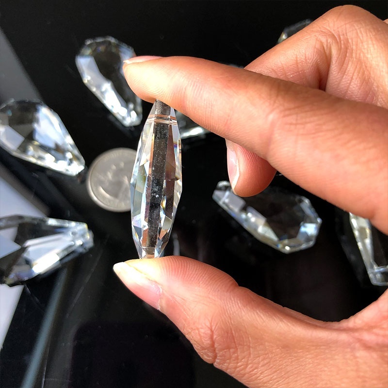 5Pc Clear Crystal Chandelier Prism Glass Suncatcher Faceted DIY Drop Pendant 38mm Hanging Ornament
